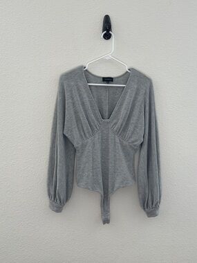 Majorelle Killian Heather Grey V-Neck Knit Bodysuit Revolve Deep V Medium